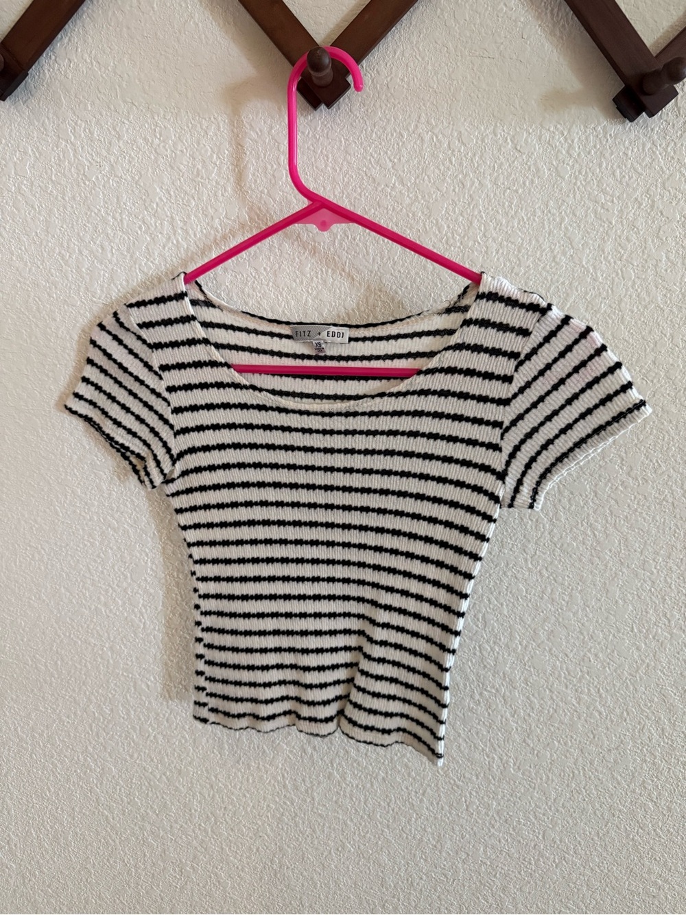 Fitz + Eddi Black and White Striped Ribbed Crop Top